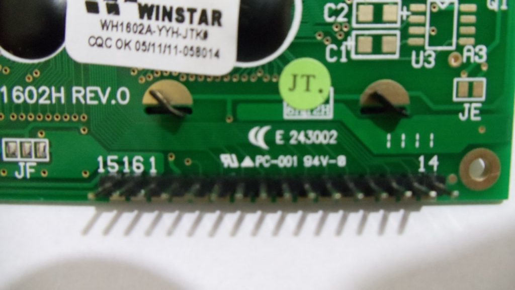 Pinagem display LCD Winstar WH1602A