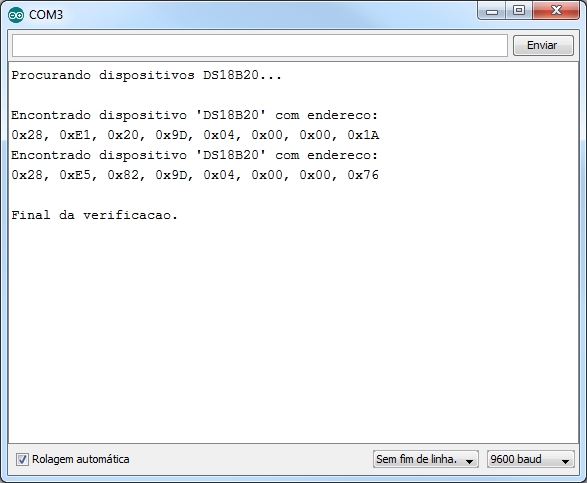 Serial monitor - Scan DS18B20