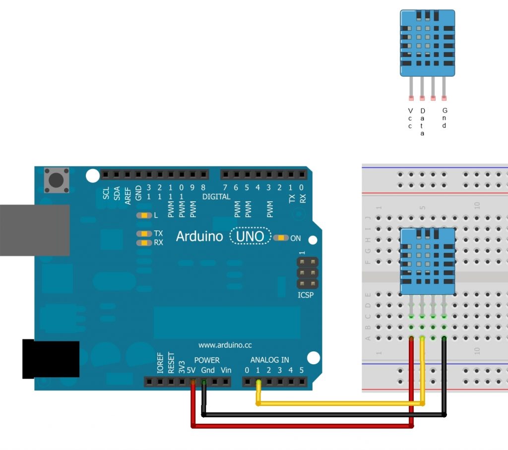 Circuito DHT11 e Arduino