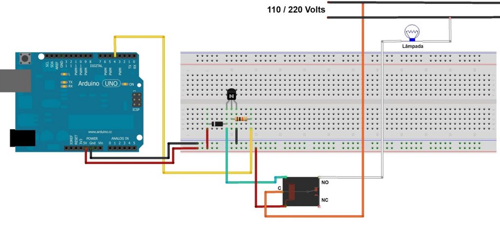 Arduino ligando relé em 110 ou 220 volts