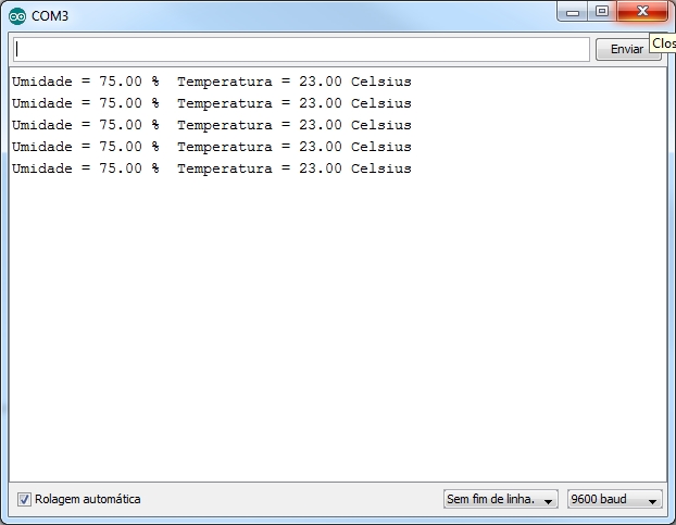 Sensor temperatura DHT11 - Serial Monitor