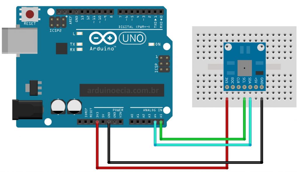 Circuito Arduino Uno e sensor BMP085