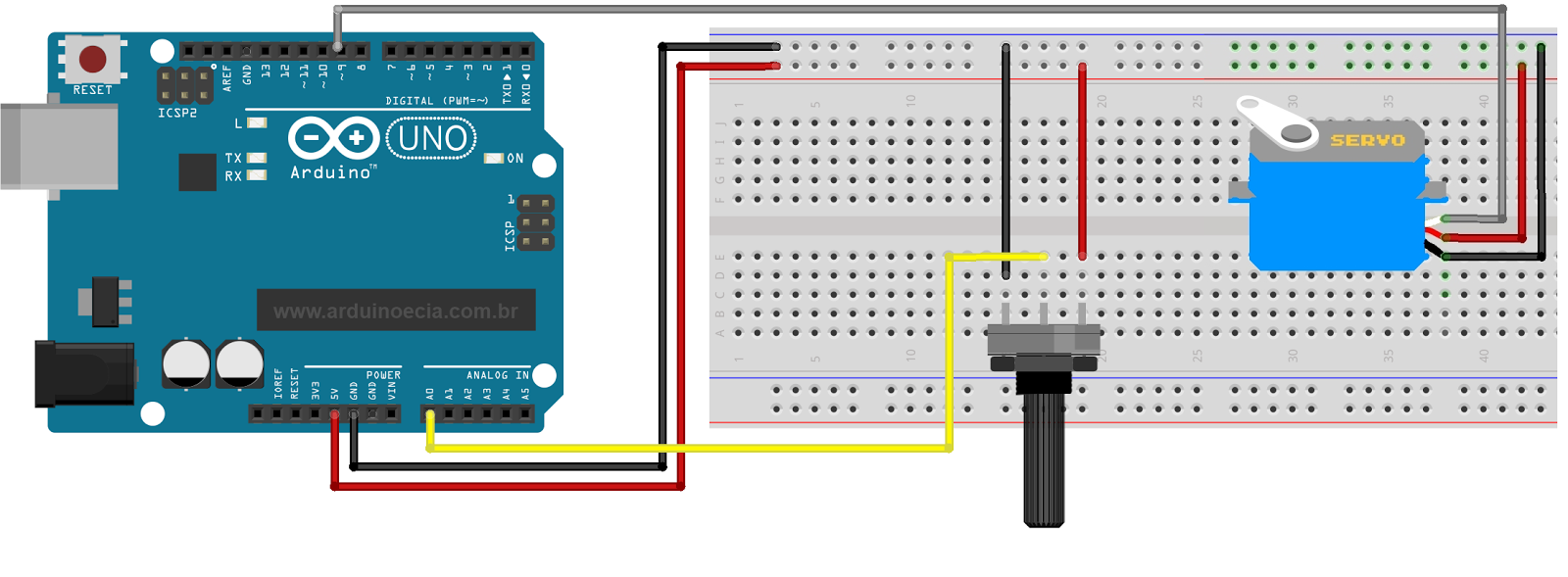 Circuito servo motor com Arduino