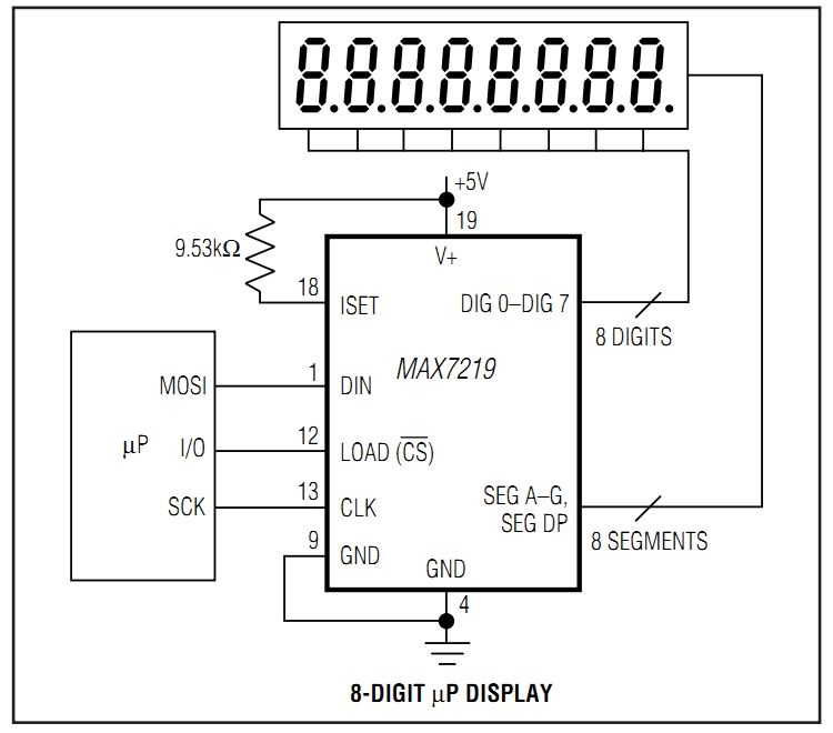 MAX7219 controlando 8 displays