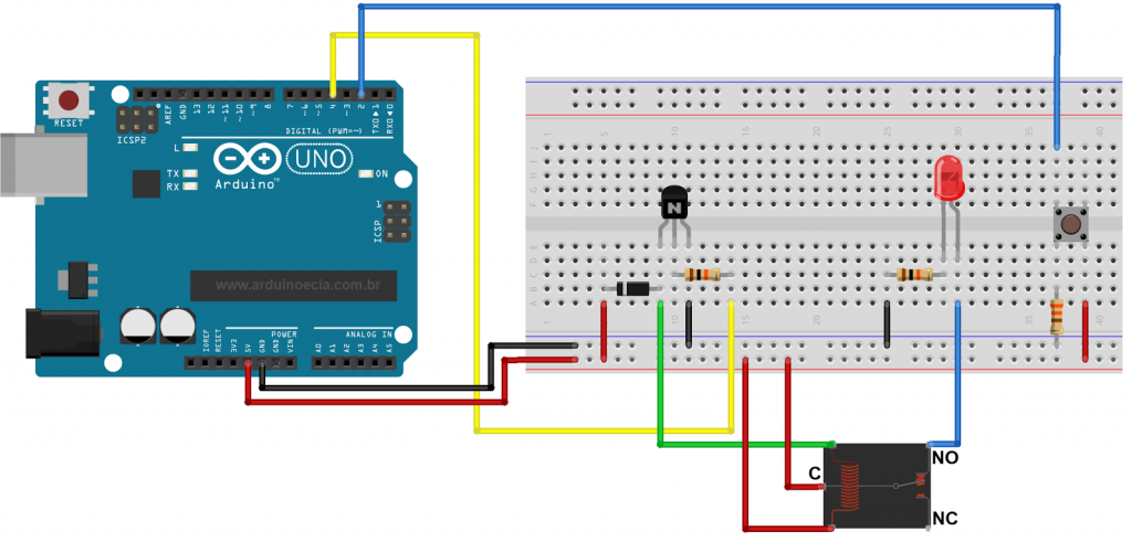 Circuito Arduino Relé push button