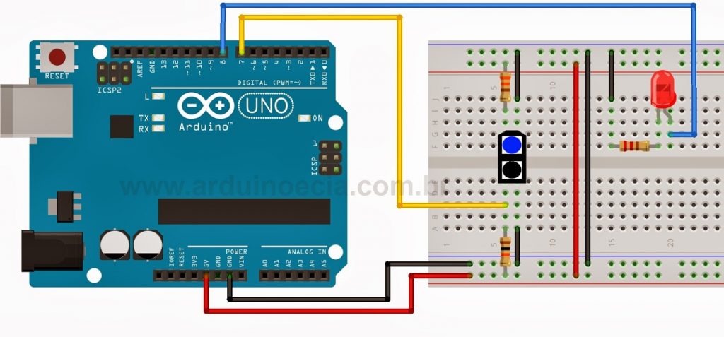 Circuito interruptor óptico com TCRT5000 Arduino