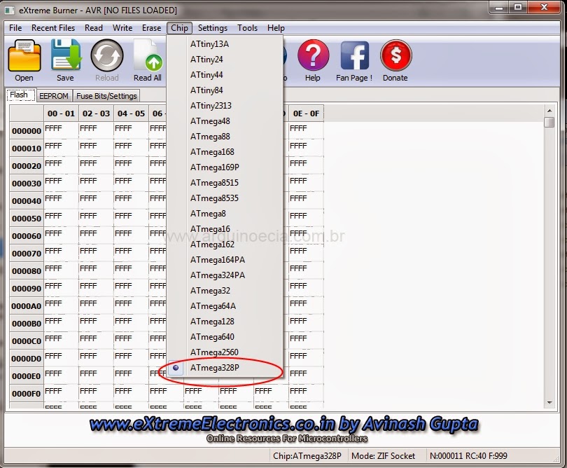 Extreme Burner - Chip ATmega328P adicionado
