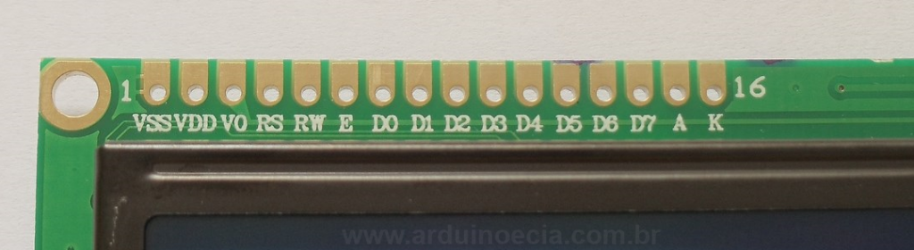 Pinagem LCD 16 x 2 HD44780