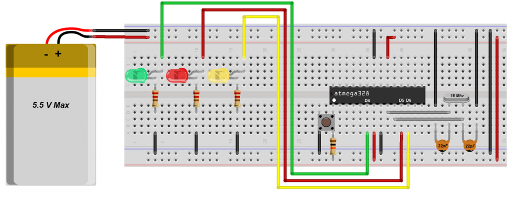 Arduino na protoboard - Sequencial