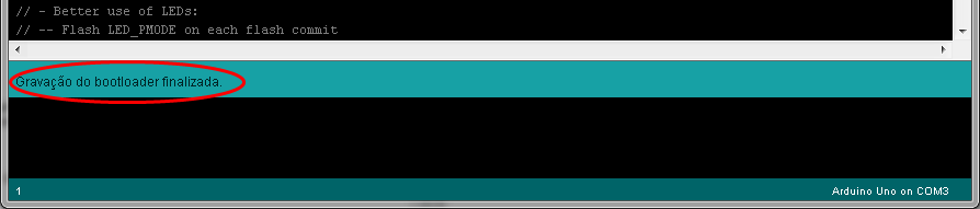 Gravar bootloader no ATMega328 - Processo finalizado