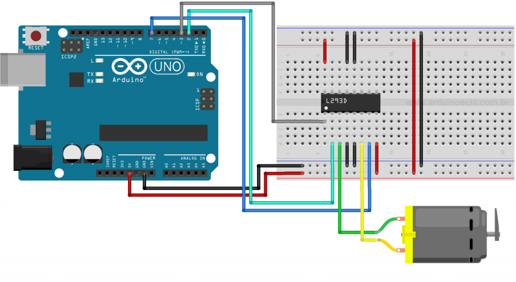 Controle De Motor Dc Com O L293d Ponte H Arduino E Cia