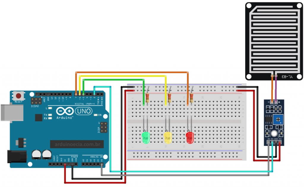 Circuito Sensor de Chuva Arduino Uno