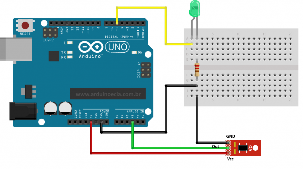 Circuito Arduino e sensor de linha Sparkfun