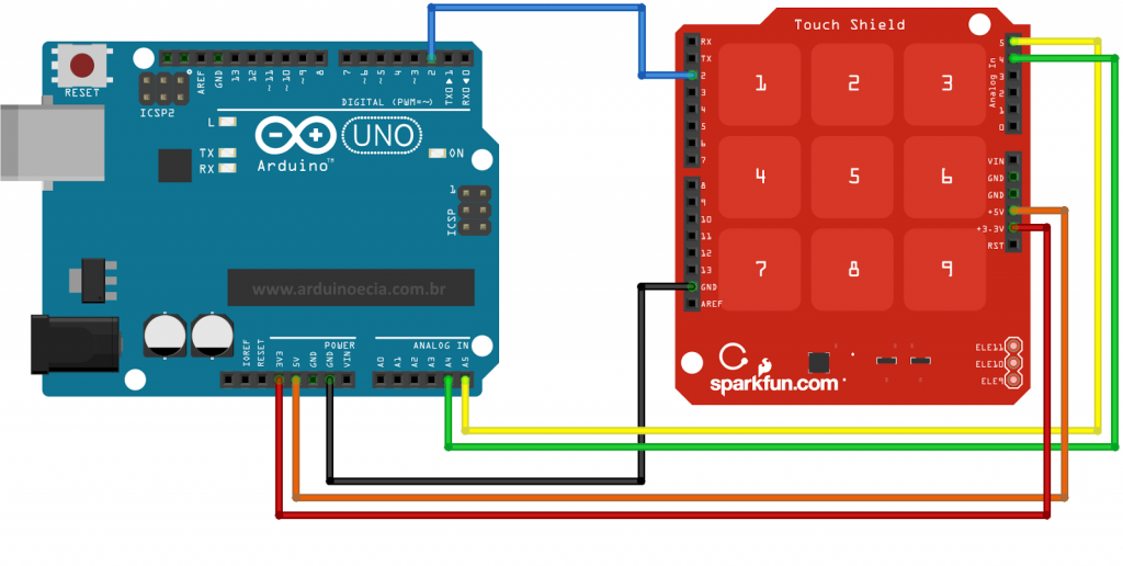 Circuito Teclado e Arduino Uno