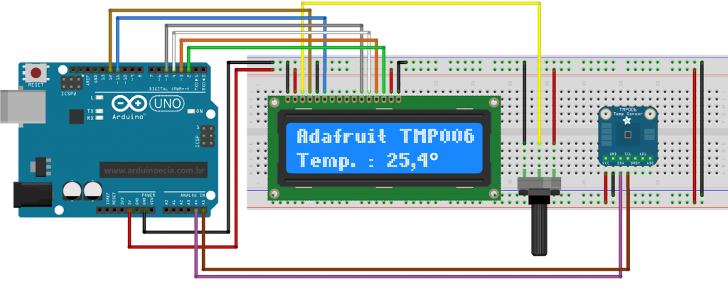 Circuito Arduino sensor de temperatura IR TMP006