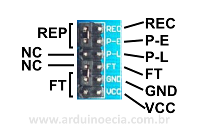 Módulo gravador de voz ISD1820 - Conector
