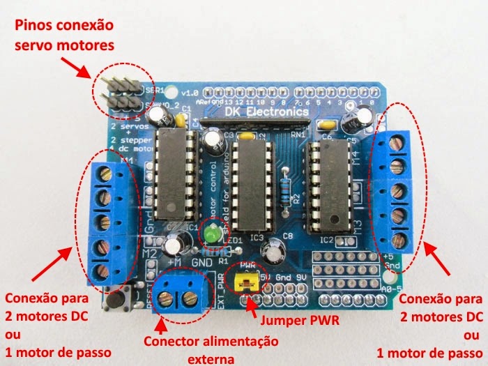 Arduino Motor Shield L293D - Conectores