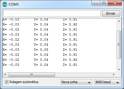 Dados ADXL345 - Serial Monitor