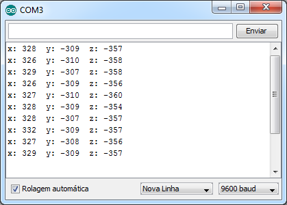 Dados HMC5883L - Serial Monitor