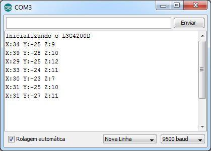Dados L3G4200D - Serial Monitor