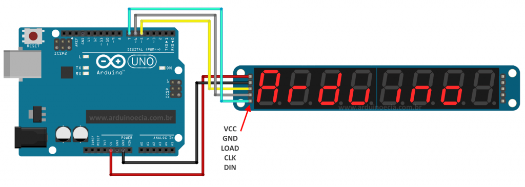 Circuito Arduino Uno - Display 7 segmentos Max7219