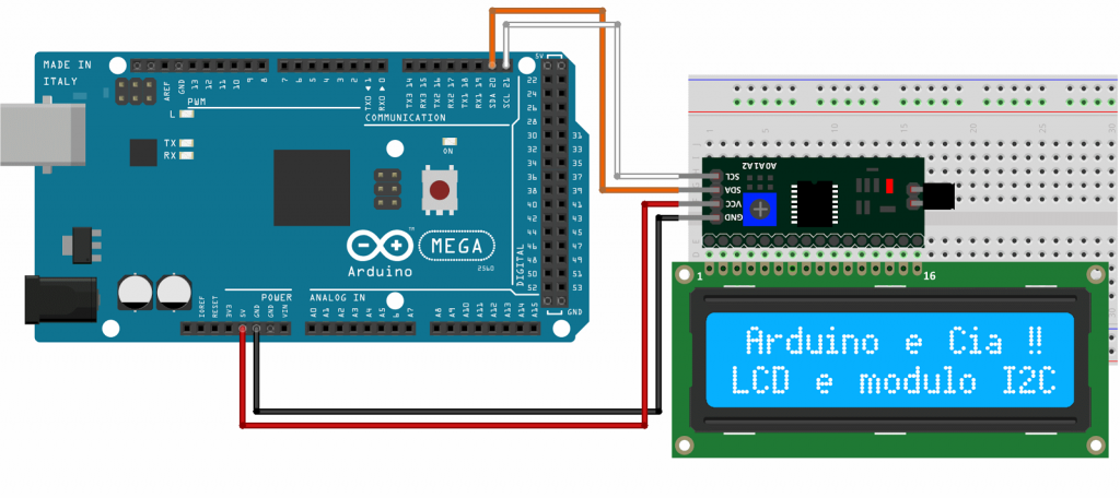 Circuito Arduino Mega 2560 LCD 16x2 