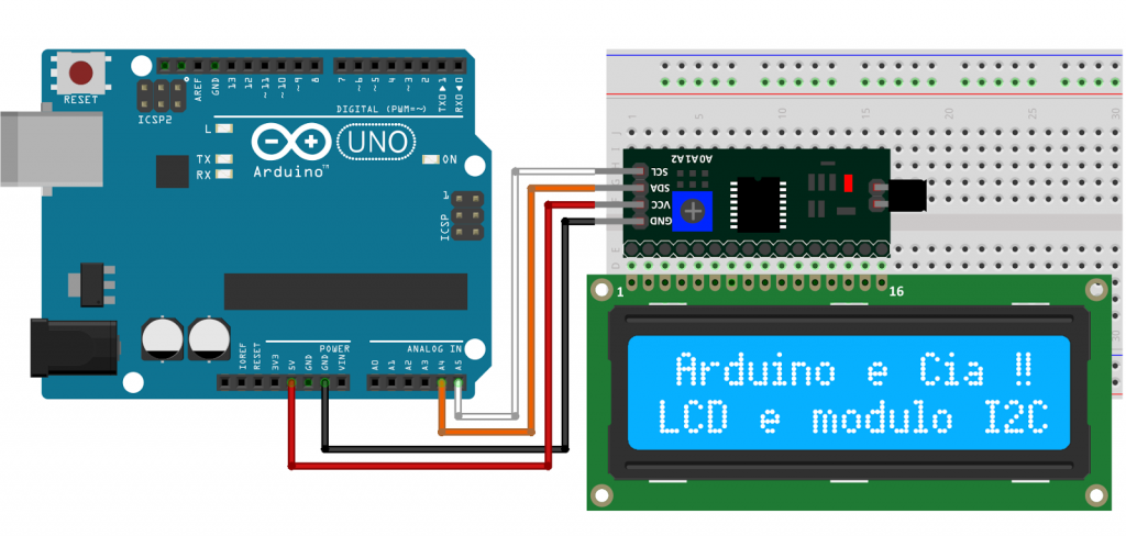 Circuito Arduino Uno LCD 16x2 I2C