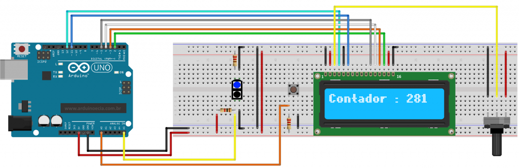 contador lcd 16x2 com botão de reset