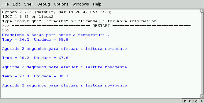 Python Shell - Temperatura DHT22