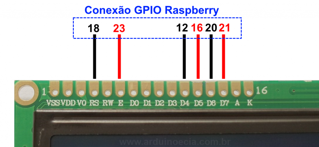 Pinagem display LCD 16x2