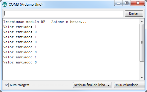 Serial Monitor RF433 MHz - Transmissor