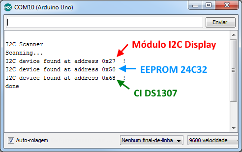 Serial Monitor I2C Scanner