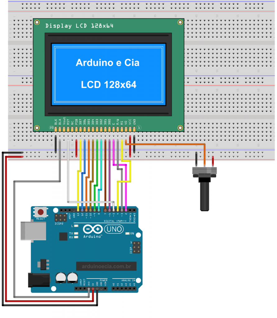 Circuito Arduino Uno LCD 128x64