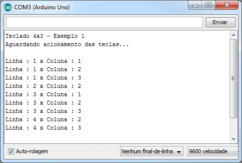 Serial Monitor LinhasxColunas - Exemplo 1