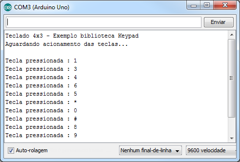 Serial Monitor biblioteca Keypad