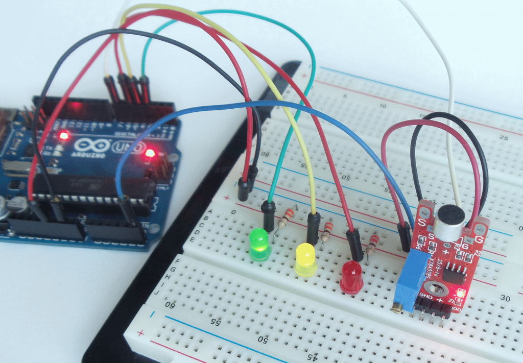 Circuito sensor de som montado