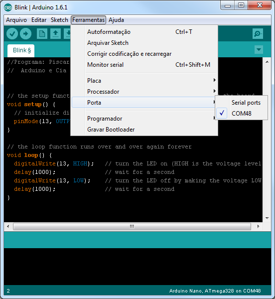 Arduino Nano - IDE Porta COM