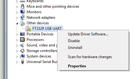 FT232R USB UART - Update Driver Software