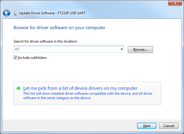 FT232R USB UART - Escolher driver no computador