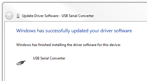 USB Serial Converter instalado com sucesso