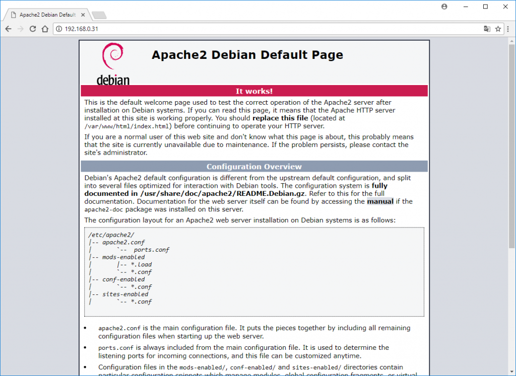 Página Inicial Apache Web Server Raspberry Pi