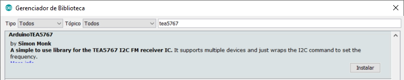 Biblioteca TEA5767 IDE Arduino