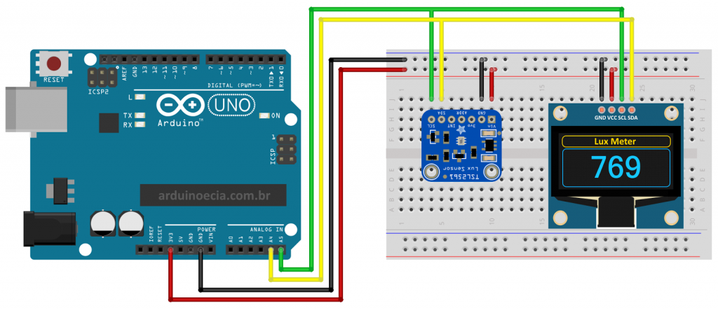 Arduino Uno - Oled - Sensor TSL2561