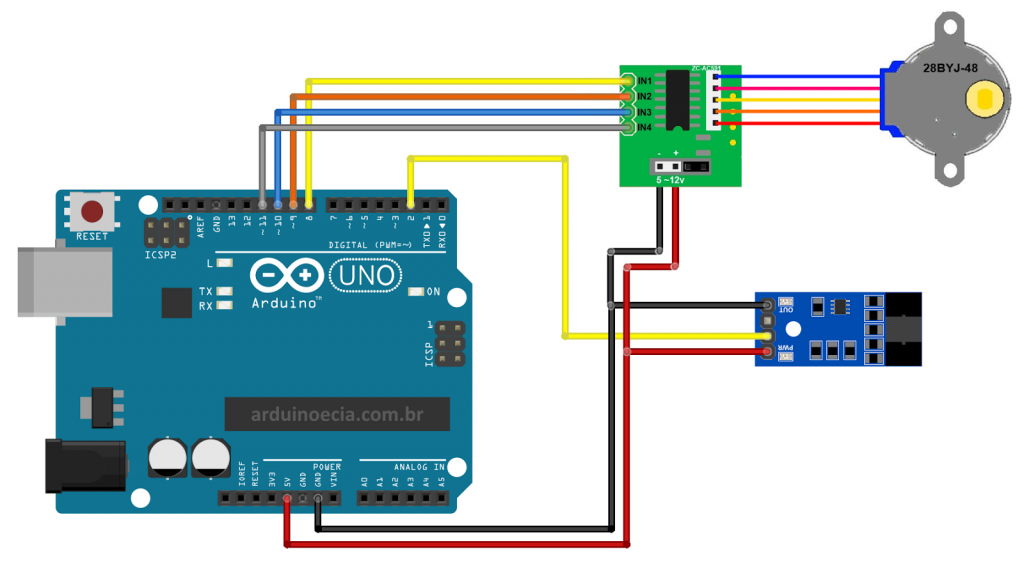 Arduino - Motor de passo 28BYJ-48 e Sensor de velocidade