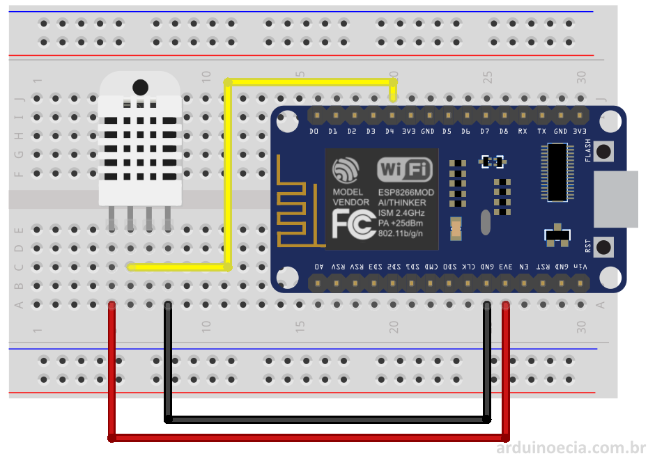 Web Server com ESP8266 NodeMCU e sensor de temperatura DHT22