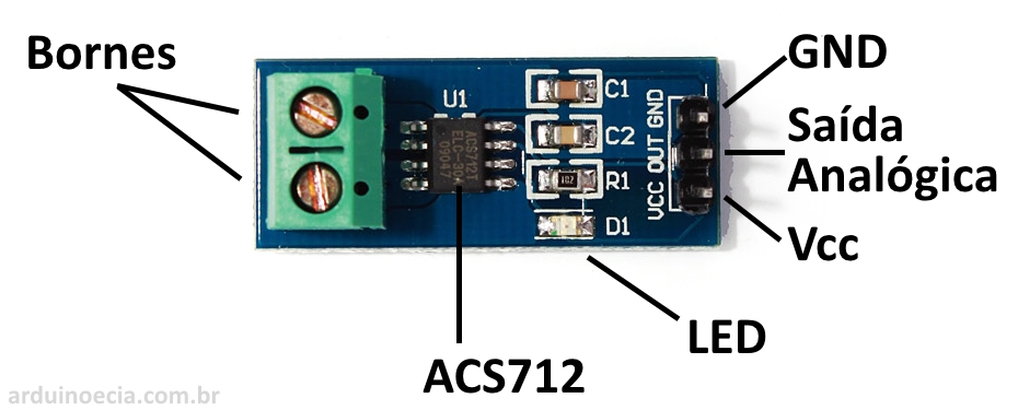 Sensor de corrente ACS712 Pinagem
