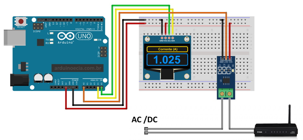 Circuito medidor de corrente ACS712