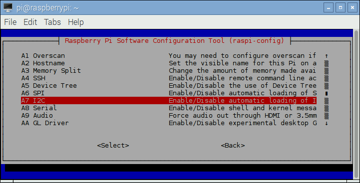 Raspi-config habilitar interface I2C Raspberry Pi