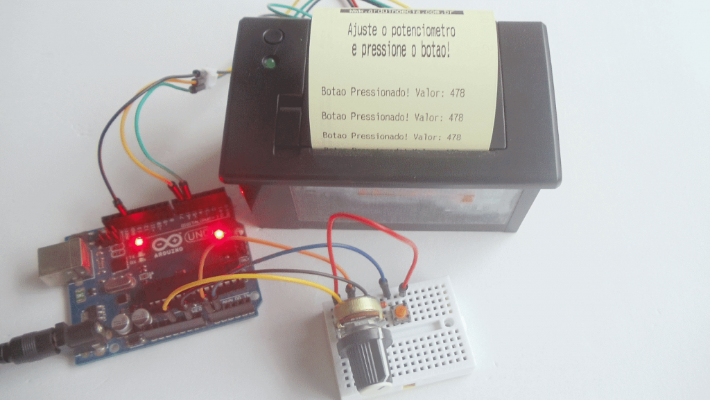 Teste impressora Arduino Potenciômetro e botão