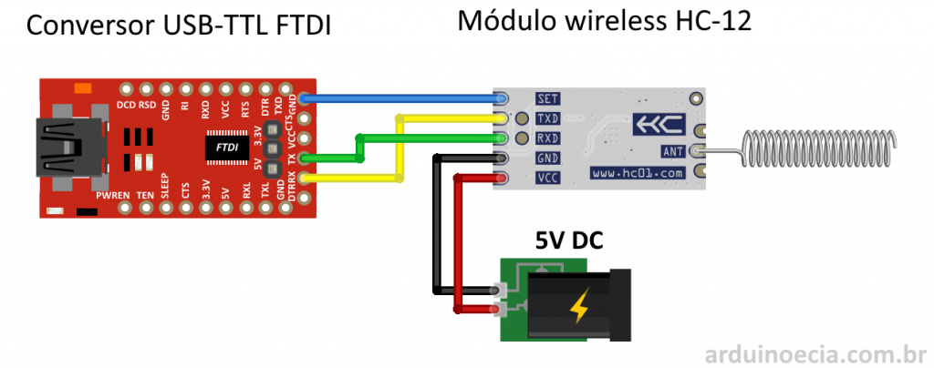 Conexão HC-12 e módulo FTDI